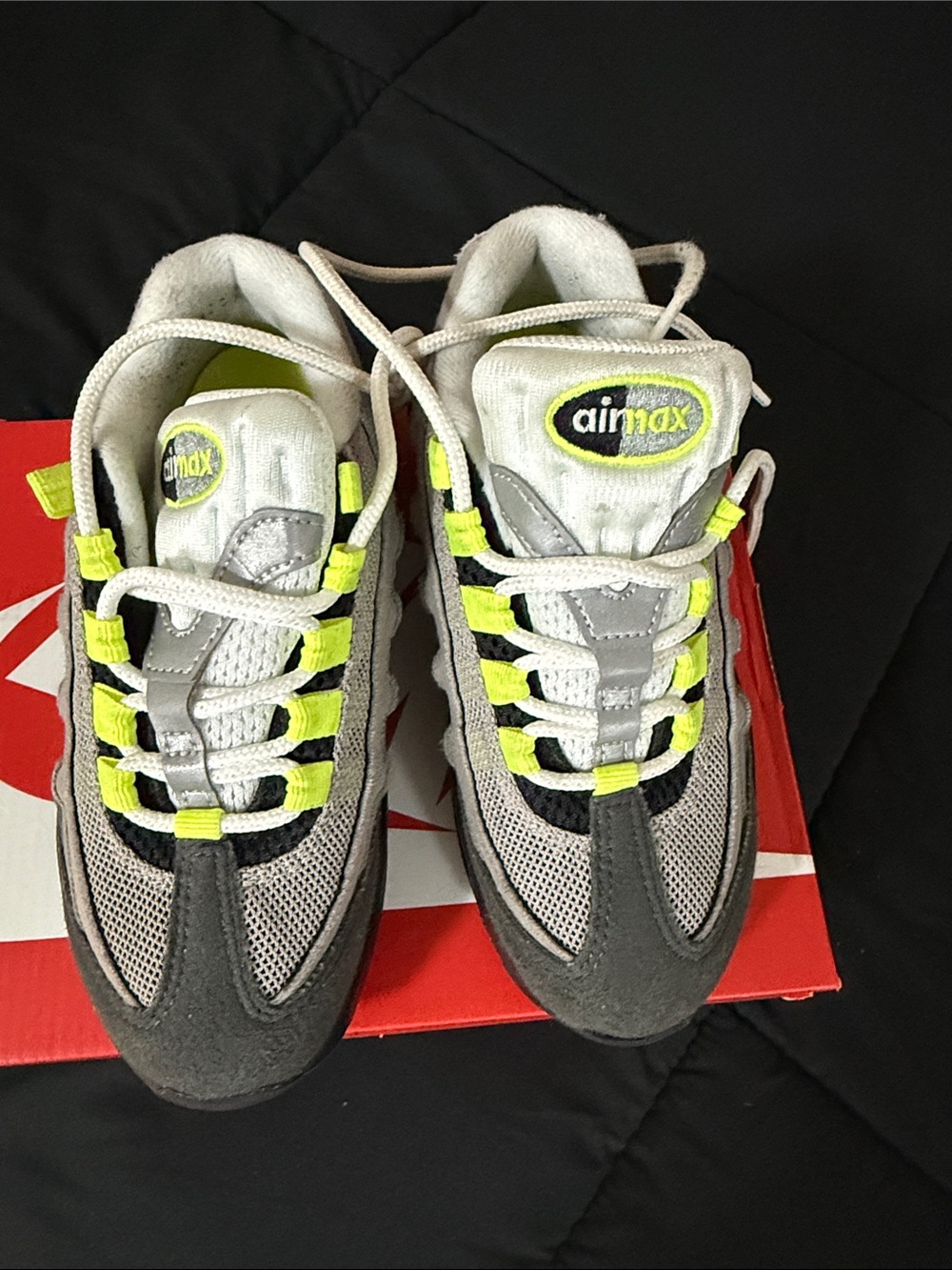 Nike Kids Air Max 95 Sneakers - Gray with Neon Yellow Accents - Picture 4 of 8